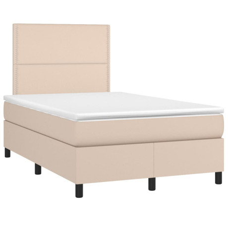 vidaXL Boxspring met matras en LED kunstleer cappuccinokleur 120x190cm afbeelding3 - 1