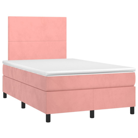 vidaXL Boxspring met matras en LED fluweel roze 120x190 cm afbeelding3 - 1