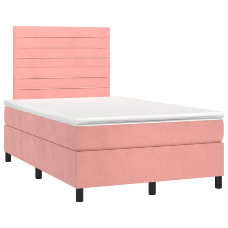 vidaXL Boxspring met matras en LED fluweel roze 120x190 cm afbeelding3 - 1