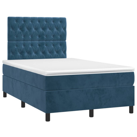vidaXL Boxspring met matras en LED fluweel donkerblauw 120x190 cm afbeelding3 - 1