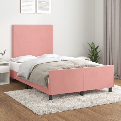 vidaXL Bedframe met hoofdbord fluweel roze 120x190 cm afbeelding3 - 1