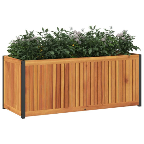 vidaXL Plantenbak 110x45x44 cm massief acaciahout en staal afbeelding3 - 1