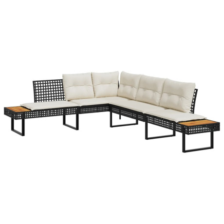 vidaXL 2-delige Loungeset met kussens poly rattan en glas zwart afbeelding3 - 1