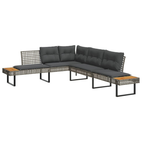 vidaXL 2-delige Loungeset met kussens poly rattan en glas grijs afbeelding3 - 1