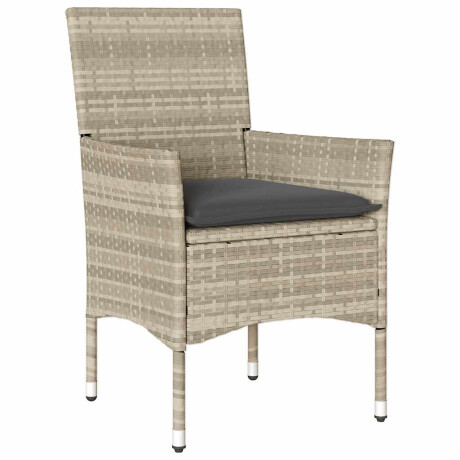 vidaXL 5-delige Tuinset met kussens poly rattan en glas lichtgrijs afbeelding3 - 1