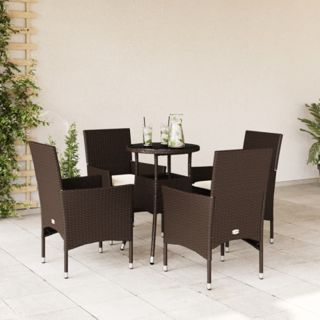 vidaXL 5-delige Tuinset met kussens poly rattan en glas bruin afbeelding3 - 1