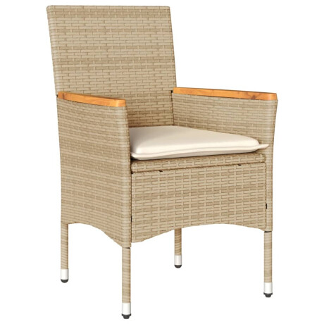 vidaXL 5-delige Tuinset met kussens poly rattan en glas beige afbeelding3 - 1