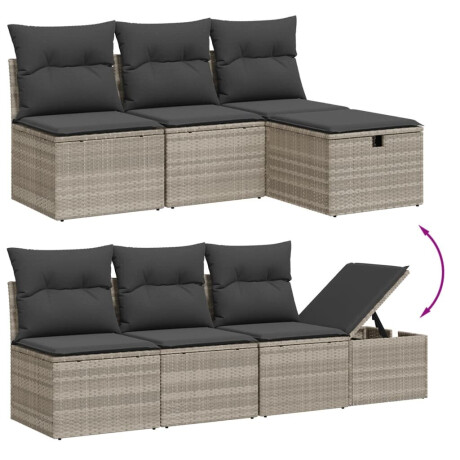 vidaXL 8-delige Loungeset met kussens poly rattan lichtgrijs afbeelding3 - 1