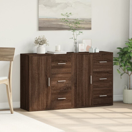 vidaXL Dressoirs 2 st 60x31x70 cm bewerkt hout bruin eikenkleurig afbeelding3 - 1