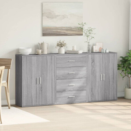 vidaXL Dressoirs 3 st 60x31x84 cm bewerkt hout grijs sonoma eikenkleur afbeelding3 - 1