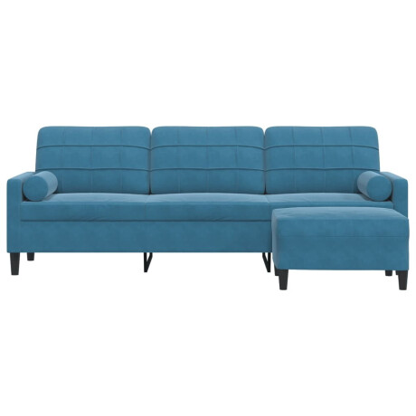 vidaXL Driezitsbank met voetenbank 210 cm fluweel blauw afbeelding3 - 1