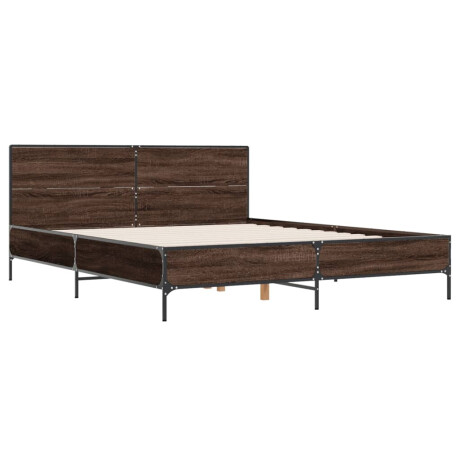 vidaXL Bedframe bewerkt hout metaal bruin eikenkleur 120x200 cm afbeelding3 - 1