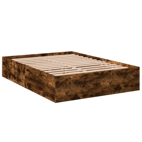 vidaXL Bedframe bewerkt hout gerookt eikenkleurig 120x190 cm afbeelding3 - 1