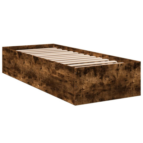 vidaXL Bedframe bewerkt hout gerookt eikenkleurig 90x190 cm afbeelding3 - 1