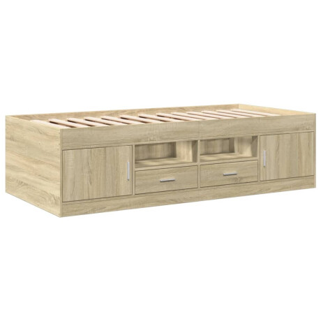 vidaXL Slaapbank met lades zonder matras 75x190 cm sonoma eikenkleurig afbeelding3 - 1