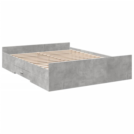 vidaXL Bedframe met lades bewerkt hout betongrijs 160x200 cm afbeelding3 - 1
