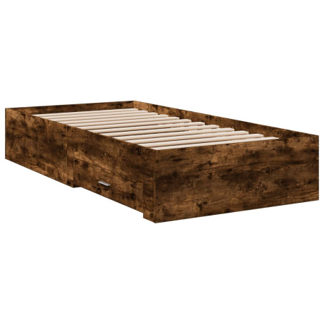 vidaXL Bedframe met lades bewerkt hout gerookt eikenkleurig 75x190 cm afbeelding3 - 1