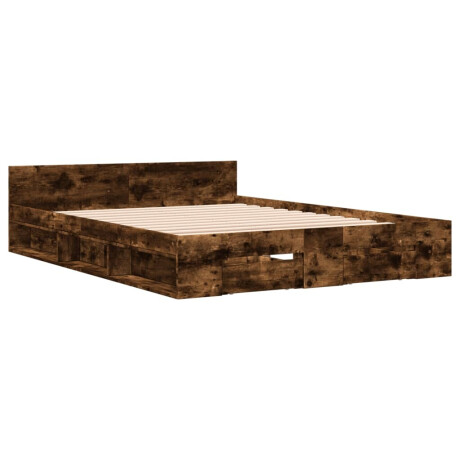 vidaXL Bedframe met lades bewerkt hout gerookt eikenkleurig 135x190 cm afbeelding3 - 1