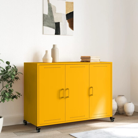 vidaXL Dressoir 100,5x39x72 cm staal mosterdgeel afbeelding3 - 1