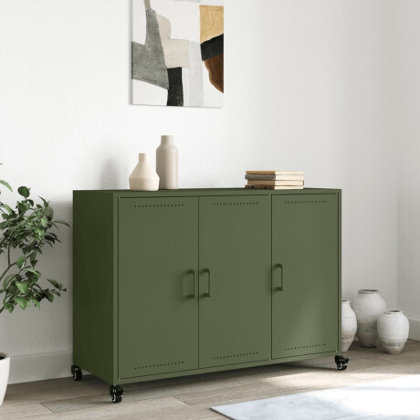 vidaXL Dressoir 100,5x39x72 cm staal olijfgroen afbeelding3 - 1
