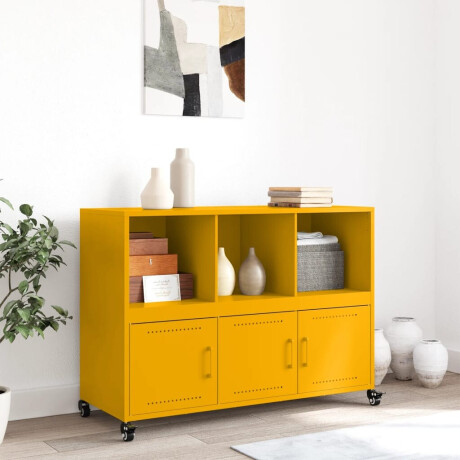 vidaXL Dressoir 100,5x39x72 cm staal mosterdgeel afbeelding3 - 1