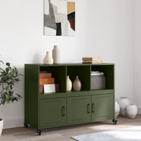 vidaXL Dressoir 100,5x39x72 cm staal olijfgroen afbeelding3 - 1