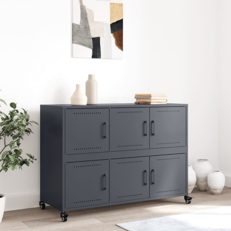vidaXL Dressoir 100,5x39x72 cm koudgewalst staal antracietkleurig afbeelding3 - 1