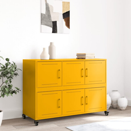 vidaXL Dressoir 100,5x39x72 cm staal mosterdgeel afbeelding3 - 1