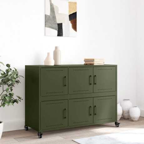 vidaXL Dressoir 100,5x39x72 cm staal olijfgroen afbeelding3 - 1