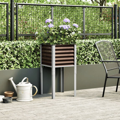 vidaXL Plantenbak Bruin 45x45x88 cm Staal afbeelding3 - 1