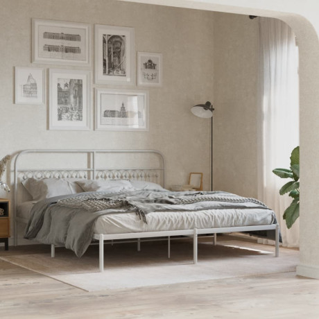 vidaXL Bedframe met hoofdbord metaal wit 183x213 cm afbeelding3 - 1