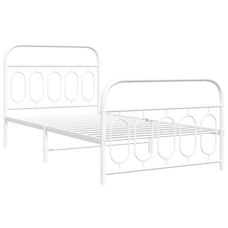 vidaXL Bedframe met hoofd- en voeteneinde metaal wit 100x200 cm afbeelding3 - 1