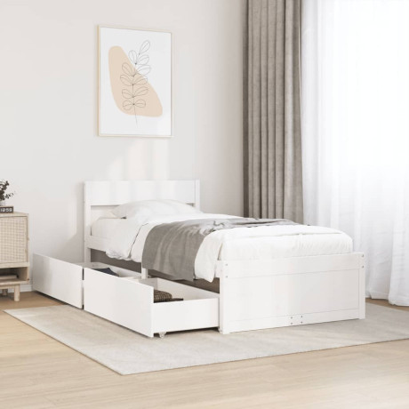 vidaXL Bedframe zonder matras massief grenenhout wit 140x200 cm afbeelding3 - 1