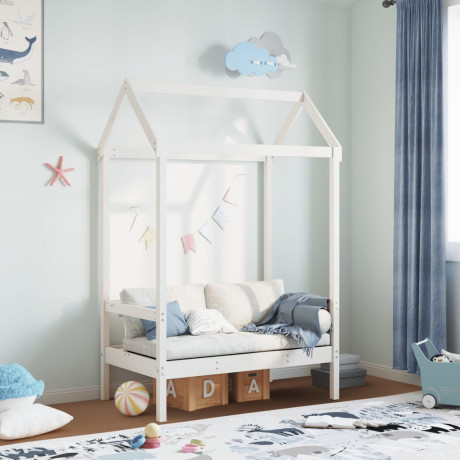 vidaXL Bank met dak 117,5x70x176,5 cm massief grenenhout wit afbeelding3 - 1