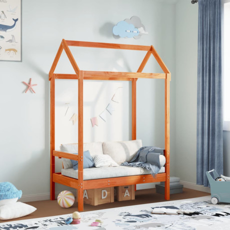 vidaXL Bank met dak 117,5x70x176,5 cm massief grenenhout wasbruin afbeelding3 - 1