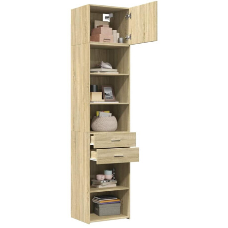 vidaXL Opbergkast smal 50x42,5x225 cm bewerkt hout sonoma eikenkleurig afbeelding3 - 1
