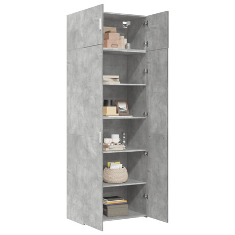 vidaXL Opbergkast 80x42,5x225 cm bewerkt hout betongrijs afbeelding3 - 1