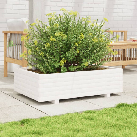 vidaXL Plantenbak 90x60x26,5 cm massief grenenhout wit afbeelding3 - 1
