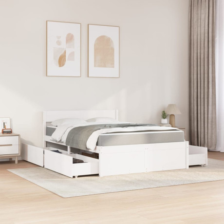 vidaXL Bed met lades en matras massief grenenhout wit 120x200 cm afbeelding3 - 1