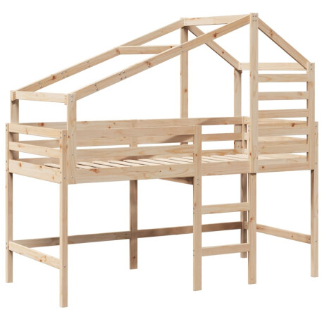 vidaXL Halfhoogslaper met ladder en bedhuis grenenhout 80x200 cm afbeelding3 - 1