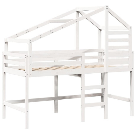 vidaXL Halfhoogslaper met ladder en bedhuis grenenhout wit 80x200 cm afbeelding3 - 1