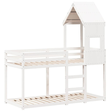 vidaXL Stapelbed met dak massief grenenhout wit 75x190 cm afbeelding3 - 1