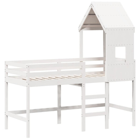 vidaXL Halfhoogslaper met ladder en bedhuis grenenhout wit 80x200 cm afbeelding3 - 1