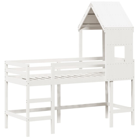 vidaXL Halfhoogslaper met ladder en bedhuis grenenhout wit 80x200 cm afbeelding3 - 1