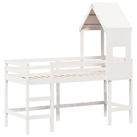 vidaXL Halfhoogslaper met ladder en bedhuis grenenhout wit 90x190 cm afbeelding3 - 1