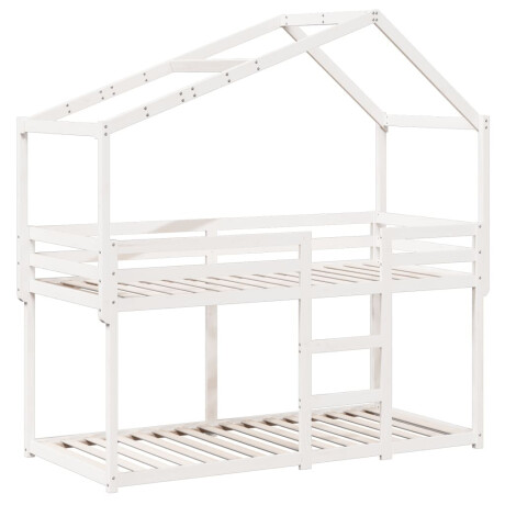 vidaXL Stapelbed met dak massief grenenhout wit 90x190 cm afbeelding3 - 1
