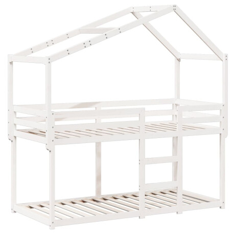 vidaXL Stapelbed met dak massief grenenhout wit 90x190 cm afbeelding3 - 1