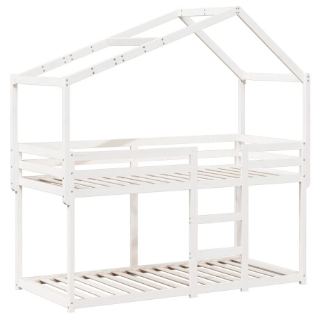 vidaXL Stapelbed met dak massief grenenhout wit 75x190 cm afbeelding3 - 1