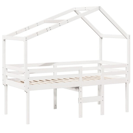vidaXL Hoogslaper met dak massief grenenhout wit 90x200 cm afbeelding3 - 1