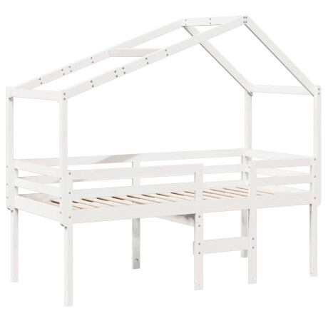 vidaXL Hoogslaper met dak massief grenenhout wit 80x200 cm afbeelding3 - 1